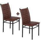 Kit 2 Cadeiras Estofadas Corino Marrom Aço Preto Tokio Art Pa