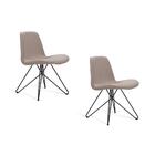 Kit 2 Cadeiras Estofadas Eames Com Pés De Aço Preto - Bege