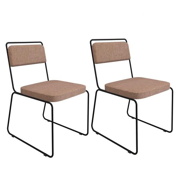 Kit 2 Cadeiras Estofadas Elis F02 Linho 766 Marrom - Mpozenato