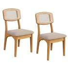 Kit 2 Cadeiras Estofadas Em Tecido 95% Algodão Encosto Telado