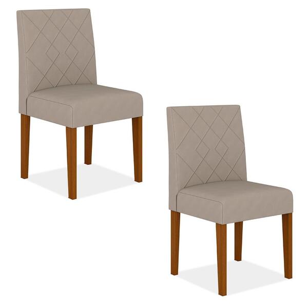 Kit 2 Cadeiras Estofadas Hungria Cinamo/veludo Bege - Móveis