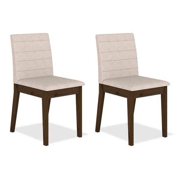 Kit 2 Cadeiras Estofadas Índia Imbuia/bege - Móveis Arapongas