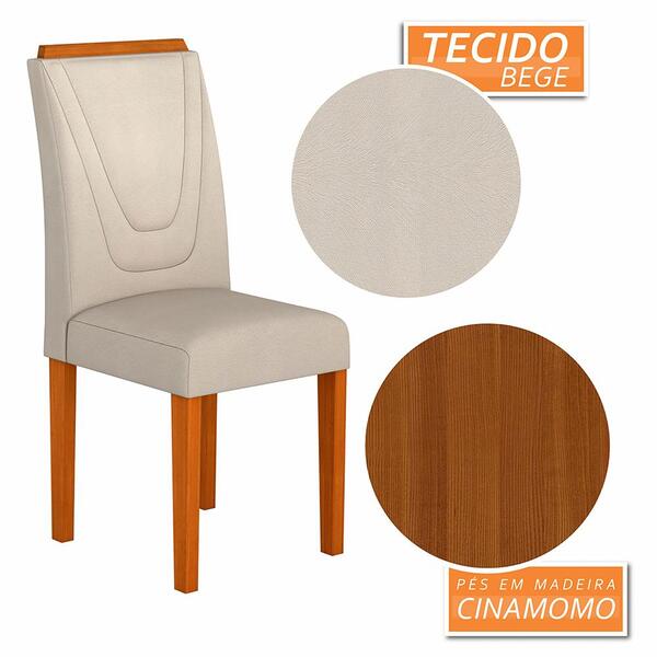 Kit 2 Cadeiras Estofadas Lima Wood Cinamomo/bege - Móveis Ara
