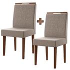 Kit 2 Cadeiras Estofadas Madeira Maciça Noce Titânio Creta Lu