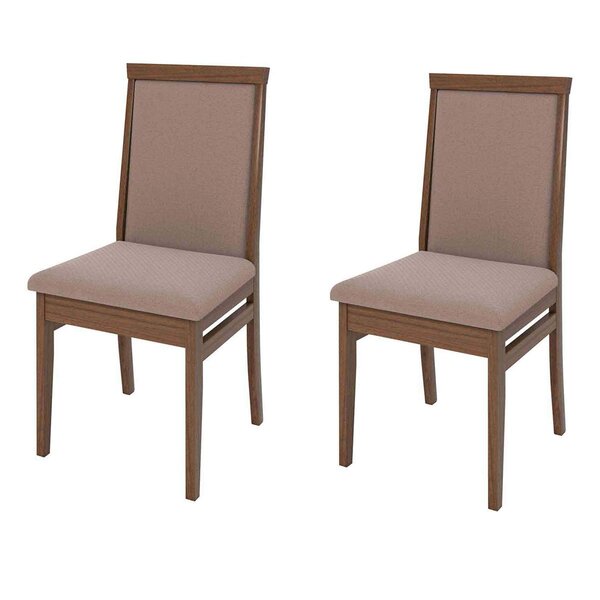 Kit 2 Cadeiras Estofadas Madeira Maciça Sala De Jantar Nora C