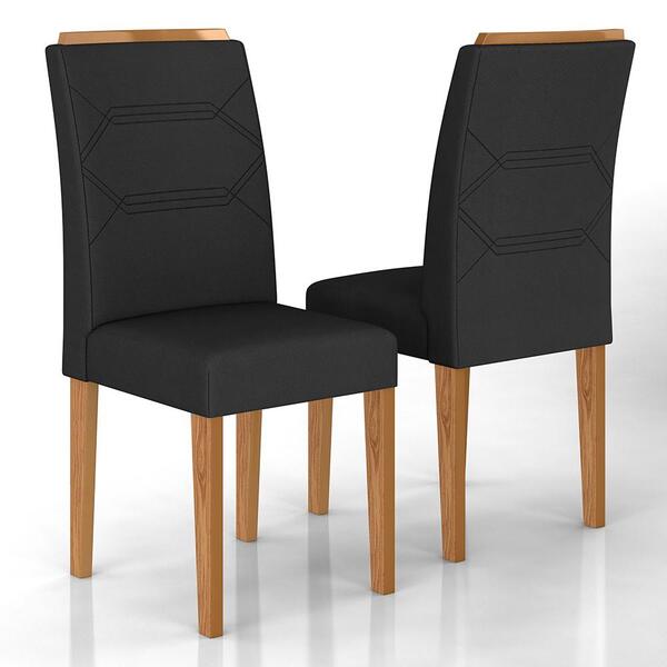 Kit 2 Cadeiras Estofadas Manila Cinamo/suede Preto - Móveis A