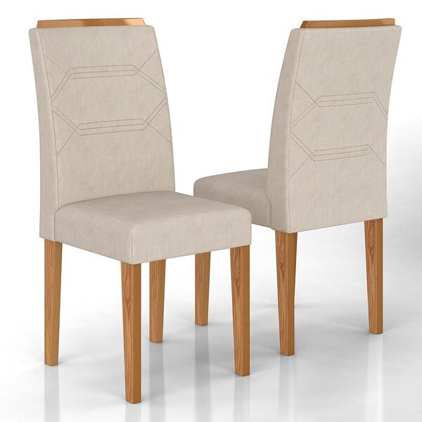 Kit 2 Cadeiras Estofadas Manila Cinamomo/suede Bege - Móveis