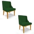 Kit 2 Cadeiras Estofadas Para Sala De Jantar Base Fixa De Mad