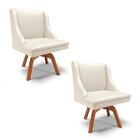 Kit 2 Cadeiras Estofadas Para Sala De Jantar Base Giratória D