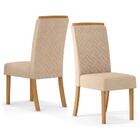 Kit 2 Cadeiras Estofadas Para Sala De Jantar Ester Nature/lin