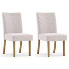 Kit 2 Cadeiras Estofadas Para Sala De Jantar Lena Nature/cinz