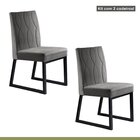 Kit 2 Cadeiras Estofadas Pés Metálicos Atena  Grafite/veludo