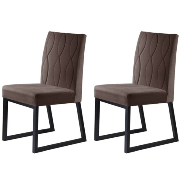 Kit 2 Cadeiras Estofadas Pés Metálicos Atena Mais Decor Grafi