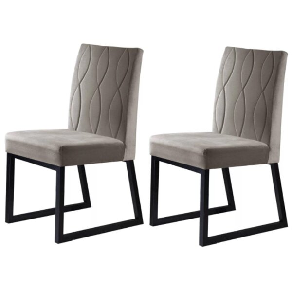 Kit 2 Cadeiras Estofadas Pés Metálicos Atena Mais Decor Preto