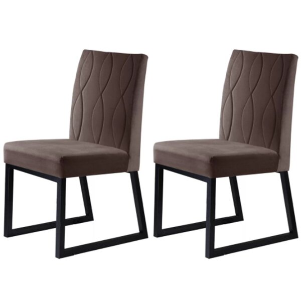 Kit 2 Cadeiras Estofadas Pés Metálicos Atena Mais Decor Preto