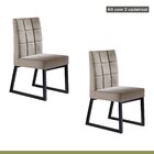 Kit 2 Cadeiras Estofadas Pés Metálicos Genova Yescasa Bege Ma