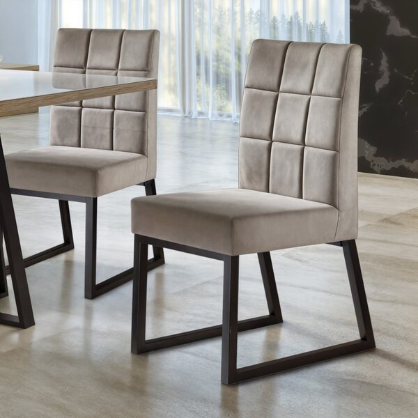 Kit 2 Cadeiras Estofadas Pés Metálicos Genova Yescasa Bege Ma