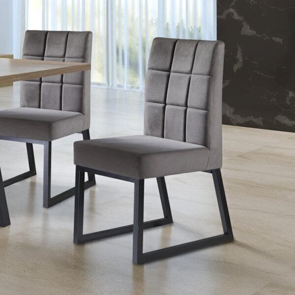 Kit 2 Cadeiras Estofadas Pés Metálicos Genova Yescasa Camurça