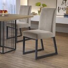 Kit 2 Cadeiras Estofadas Pés Metálicos Hera Mais Decor Grafit