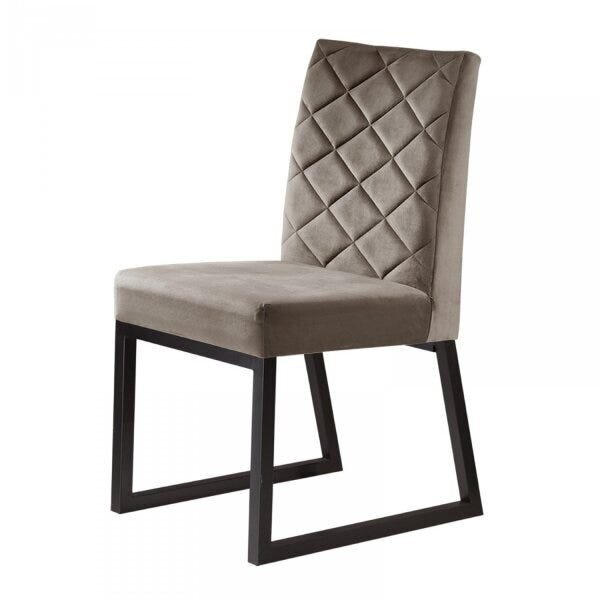 Kit 2 Cadeiras Estofadas Pés Metálicos Paris Mais Decor Preto