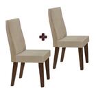 Kit 2 Cadeiras Estofadas Veludo Castanho Rústico Bege Cannes