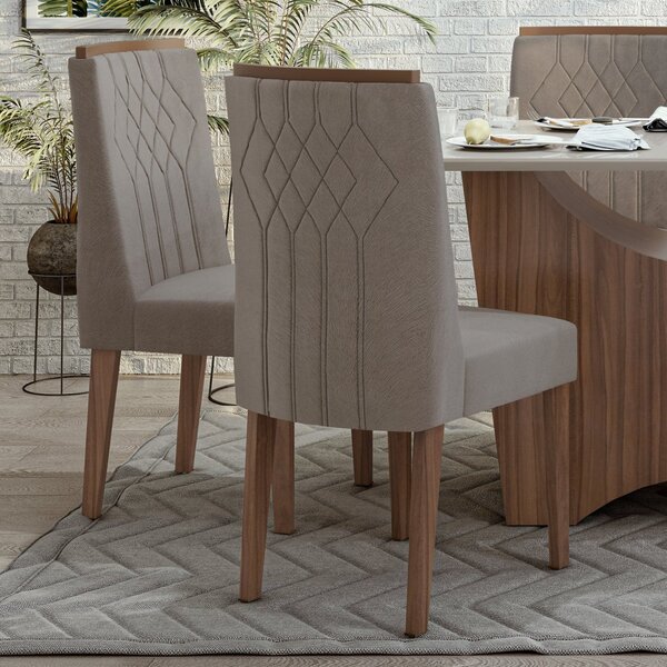 Kit 2 Cadeiras Exclusive Móveis Lopas Imbuia Naturale/suede A