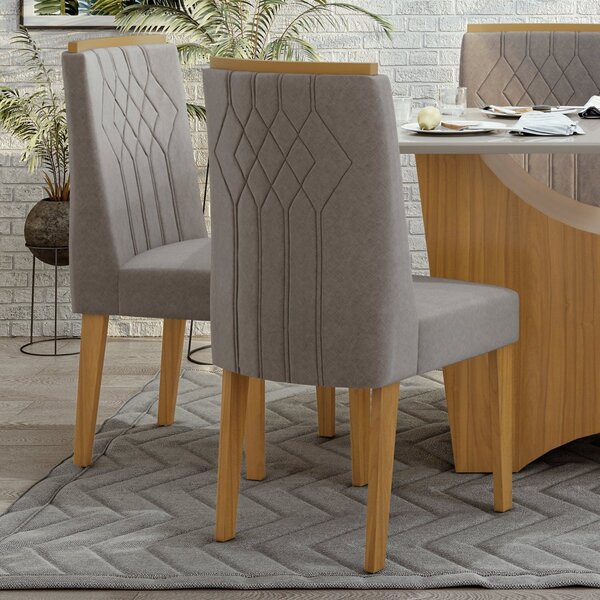 Kit 2 Cadeiras Exclusive Móveis Lopas Rovere Naturale/velvet