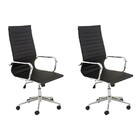 Kit 2 Cadeiras Executivas Escritório Royal Pu Sintético Preta