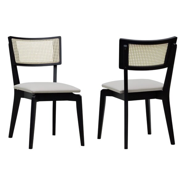 Kit 2 Cadeiras Fendi Encosto Telinha Assento Estofado - Preto