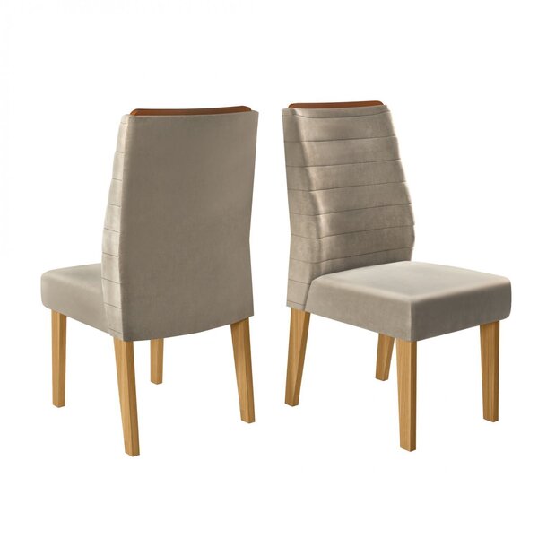 Kit 2 Cadeiras Fiona Dj Móveis Carvalho Nobre/veludo Kraft