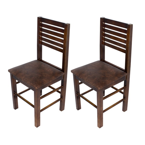 Kit 2 Cadeiras Fixas Imbuia Estofadas Marrom Laguna Em Madeir