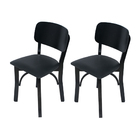Kit 2 Cadeiras Fixas Pretas Estofadas Pretas Anatômica Em Mad