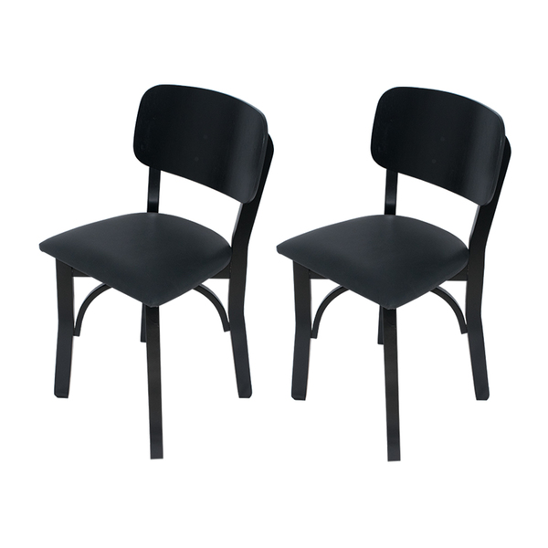Kit 2 Cadeiras Fixas Pretas Estofadas Pretas Anatômica Em Mad