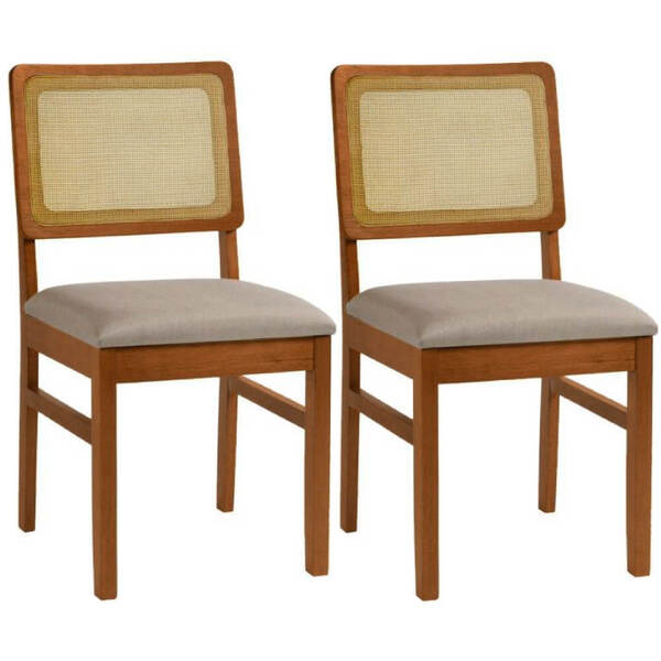 Kit 2 Cadeiras Florença Com Assento Estofado - Imbuia