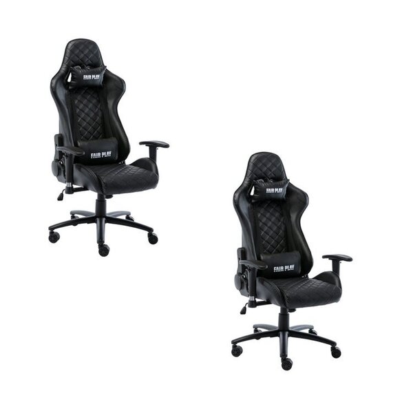 Kit 2 Cadeiras Gamer Giratória Fair Play Preto