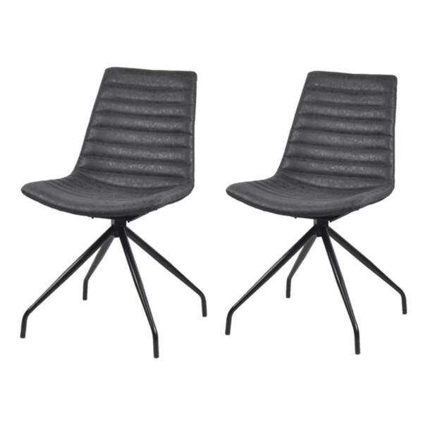 Kit 2 Cadeiras Giratória Tiana Rivatti Preta Base Em Aço