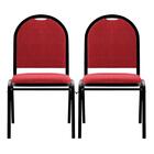 Kit 2 Cadeiras Hoteleiras Auditório Empilhável Linho Z33 Verm