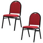 Kit 2 Cadeiras Hoteleiras Auditório Empilhável Linho Z33 Verm