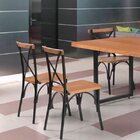 Kit 2 Cadeiras Industrial Aço Madeira Maciça Lais Preto/casta