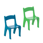 Kit 2 Cadeiras Infantis Em Mdf - Pintura Em Laca Azul/verde