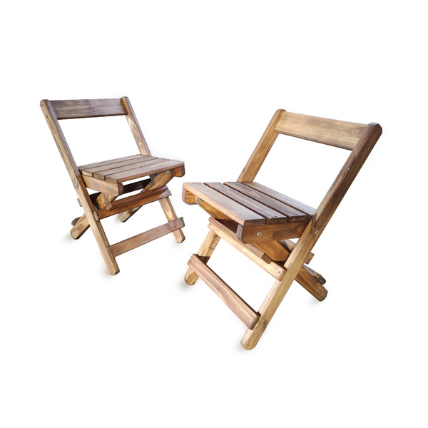 Kit 2 Cadeiras Infantis Madeira Dobrável Cadeirinha Jardim Ki