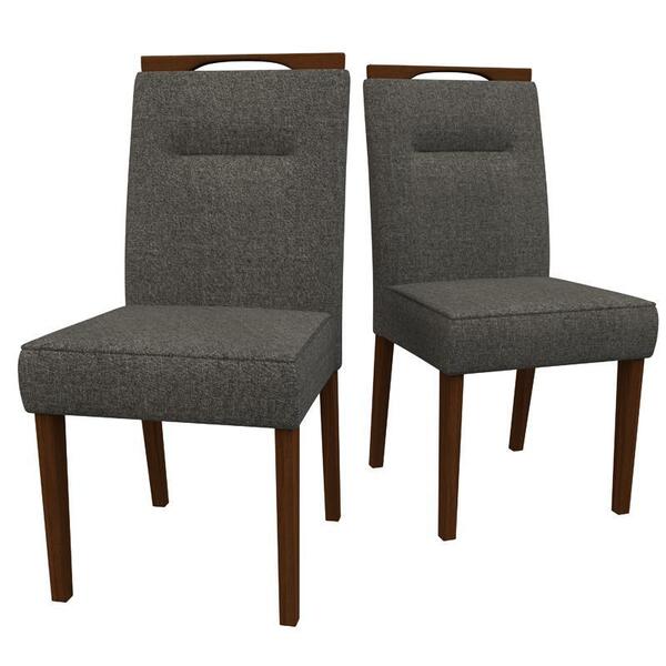 Kit 2 Cadeiras Italia Amendoa/linho Cinza Escuro - New Ceval