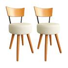 Kit 2 Cadeiras Jantar Cozinha Estofada Off-white Com Encosto