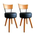 Kit 2 Cadeiras Jantar Cozinha Estofada Preta Com Encosto Made