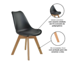 Kit 2 Cadeiras Jantar Eames Wood Leda Design Estofada Preta