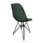 Kit 2 Cadeiras Jantar Estofadas Verde Eiffel Eames Base Ferro