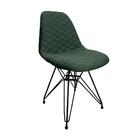 Kit 2 Cadeiras Jantar Estofadas Verde Eiffel Eames Base Ferro