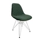 Kit 2 Cadeiras Jantar Estofadas Verde Eiffel Eames Base Ferro