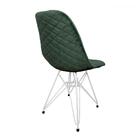 Kit 2 Cadeiras Jantar Estofadas Verde Eiffel Eames Base Ferro