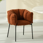 Kit 2 Cadeiras Joy Estofada Em Tecido Bouclé Terracota E Azul